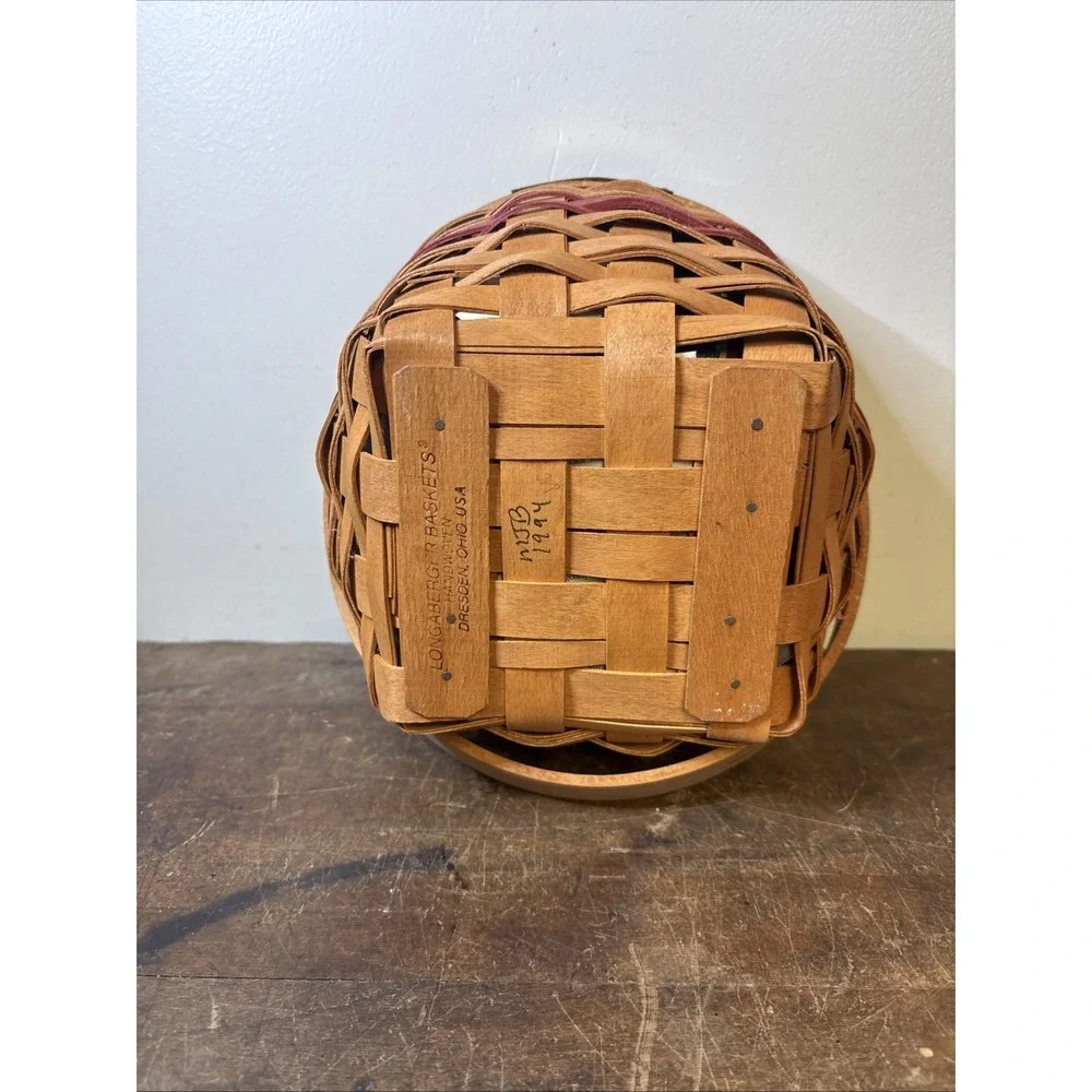 Longaberger 1994 Jingle Bell Basket Holly Liner Protector Christmas Collection